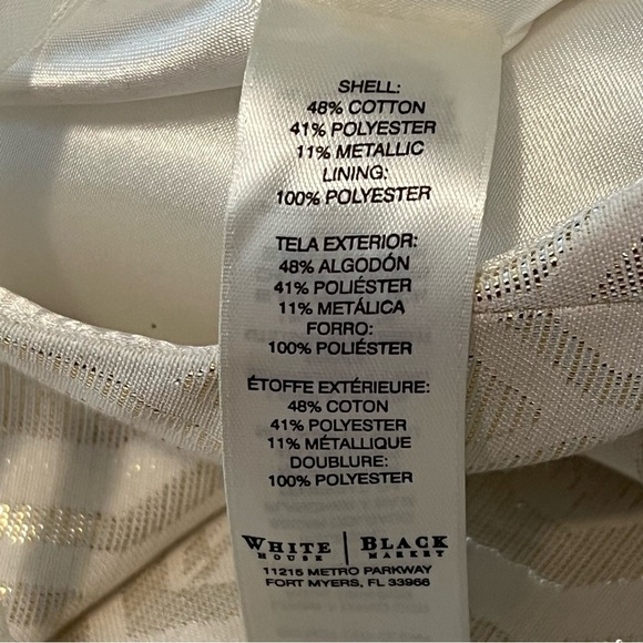 WHBM White Metallic Jacquard Shift Mini Dress Jewel Embellished Neckline size 8 - Picture 12 of 13